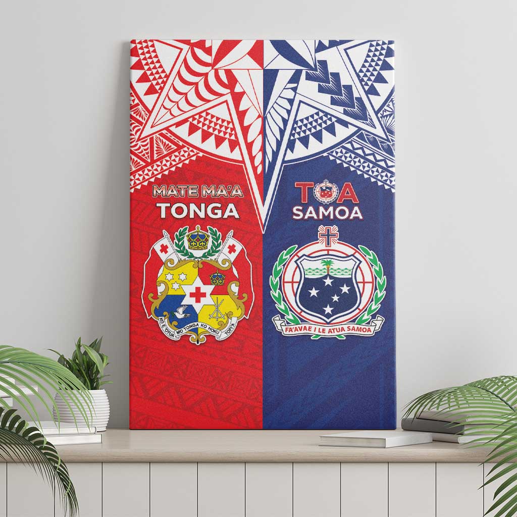 Rugby Samoa And Tonga Canvas Wall Art Toa Samoa With Mate Maa - Polynesian Pride