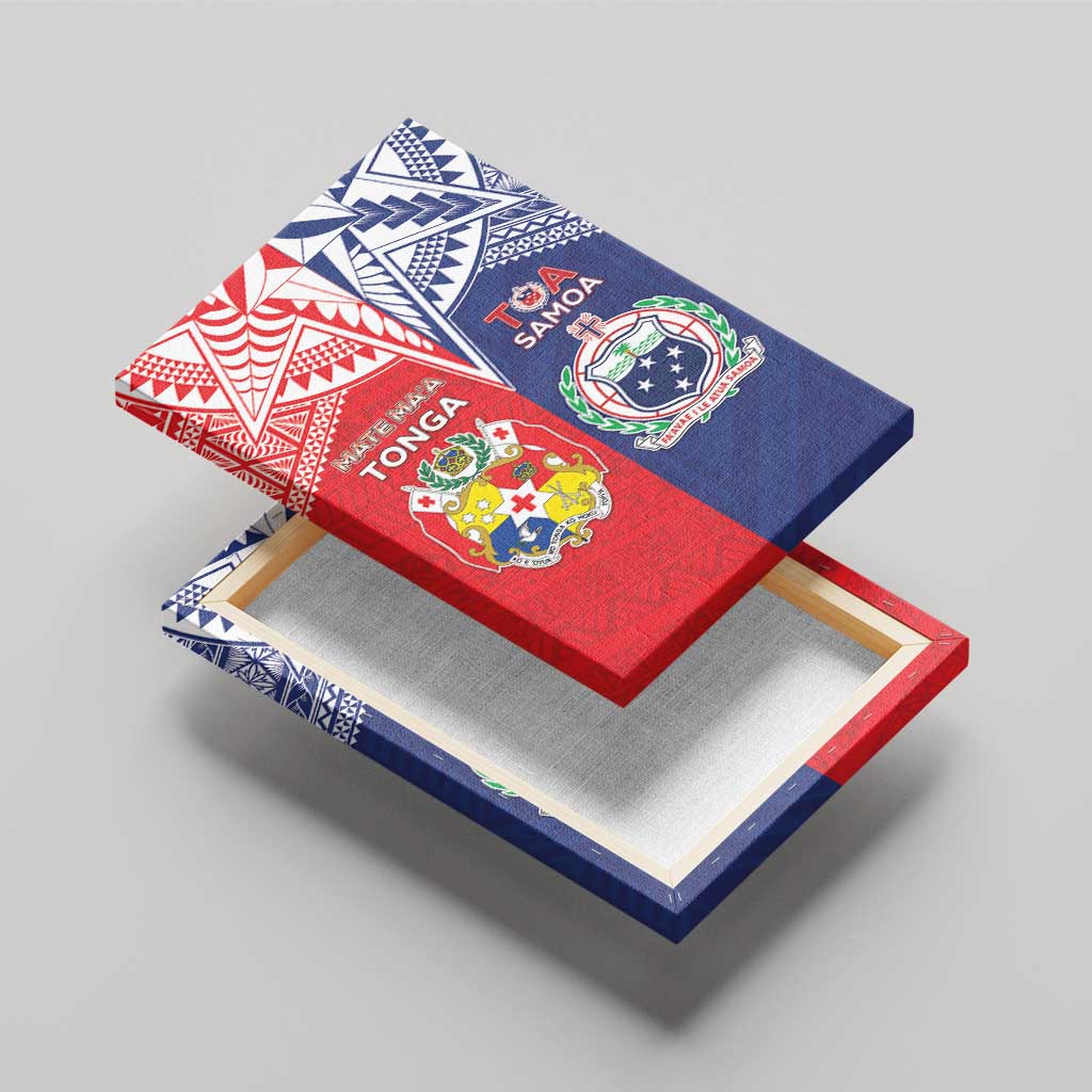 Rugby Samoa And Tonga Canvas Wall Art Toa Samoa With Mate Maa - Polynesian Pride