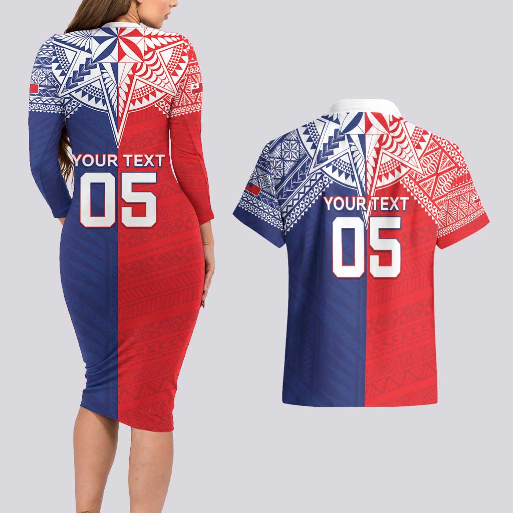 Custom Rugby Samoa And Tonga Couples Matching Long Sleeve Bodycon Dress and Hawaiian Shirt Toa Samoa With Mate Maa - Polynesian Pride