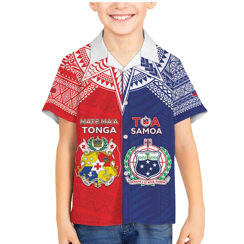 Custom Rugby Samoa And Tonga Family Matching Mermaid Dress and Hawaiian Shirt Toa Samoa With Mate Maa - Polynesian Pride