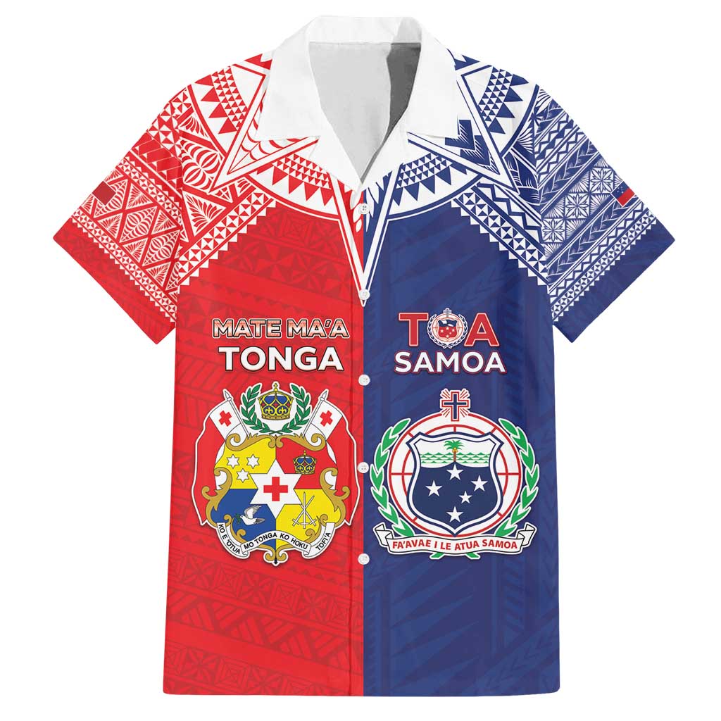 Custom Rugby Samoa And Tonga Family Matching Puletasi and Hawaiian Shirt Toa Samoa With Mate Maa - Polynesian Pride