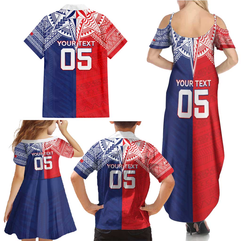 Custom Rugby Samoa And Tonga Family Matching Summer Maxi Dress and Hawaiian Shirt Toa Samoa With Mate Maa - Polynesian Pride