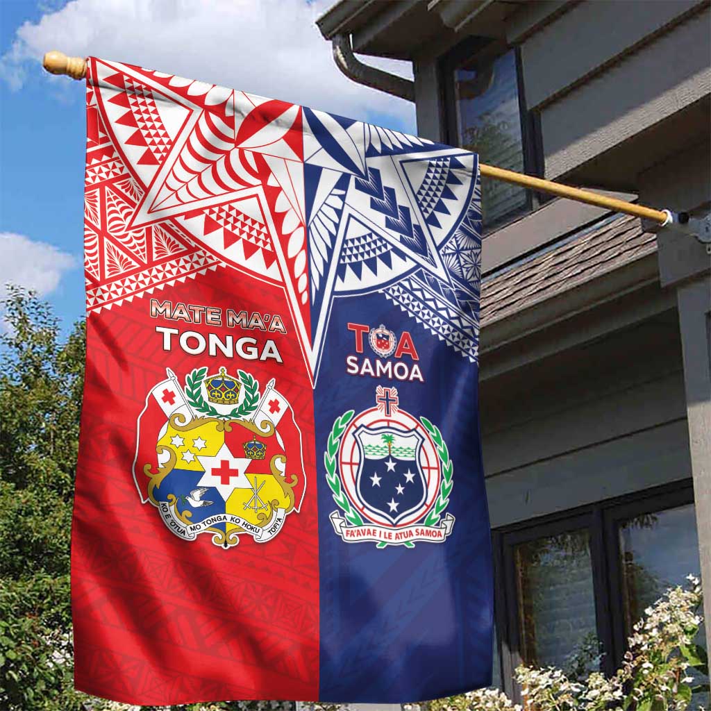 Rugby Samoa And Tonga Garden Flag Toa Samoa With Mate Maa - Polynesian Pride
