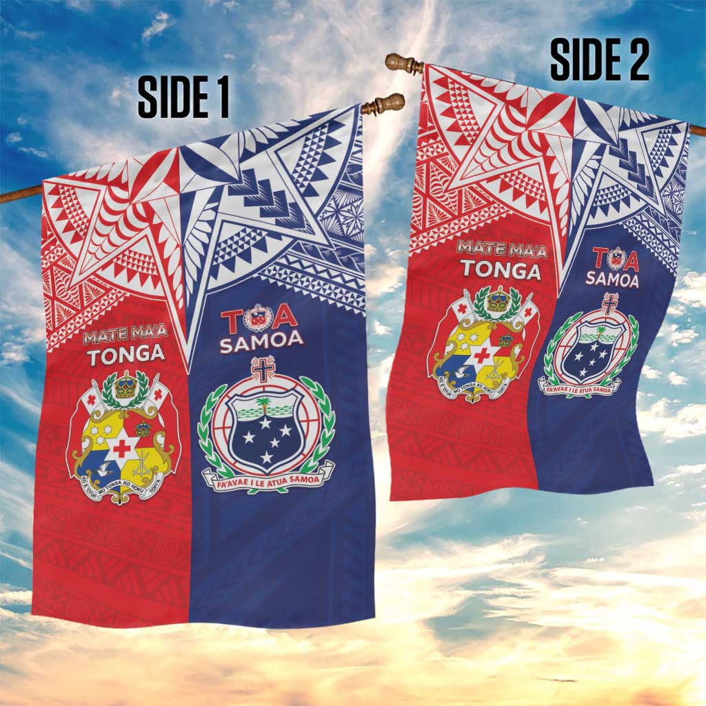 Rugby Samoa And Tonga Garden Flag Toa Samoa With Mate Maa - Polynesian Pride