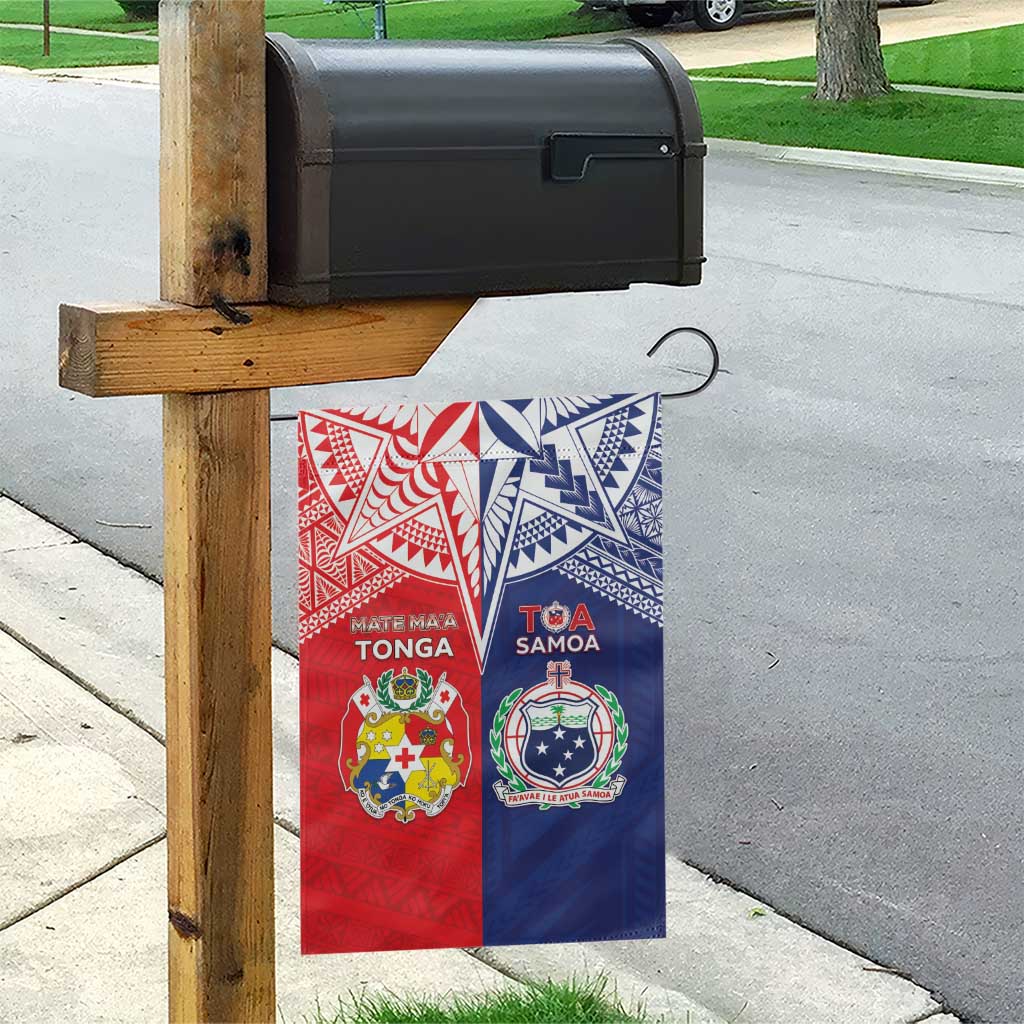 Rugby Samoa And Tonga Garden Flag Toa Samoa With Mate Maa - Polynesian Pride