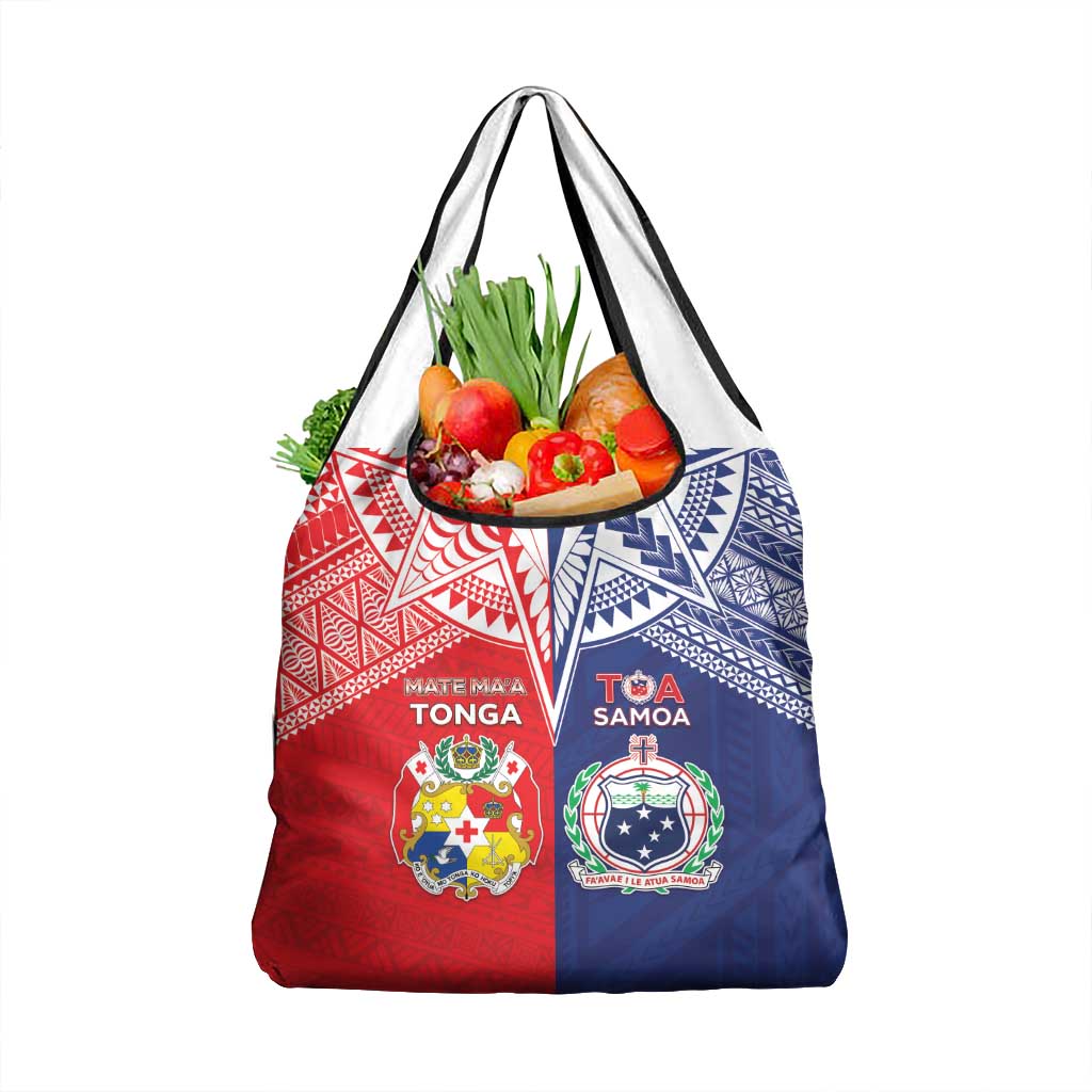 Rugby Samoa And Tonga Grocery Bag Toa Samoa With Mate Maa - Polynesian Pride
