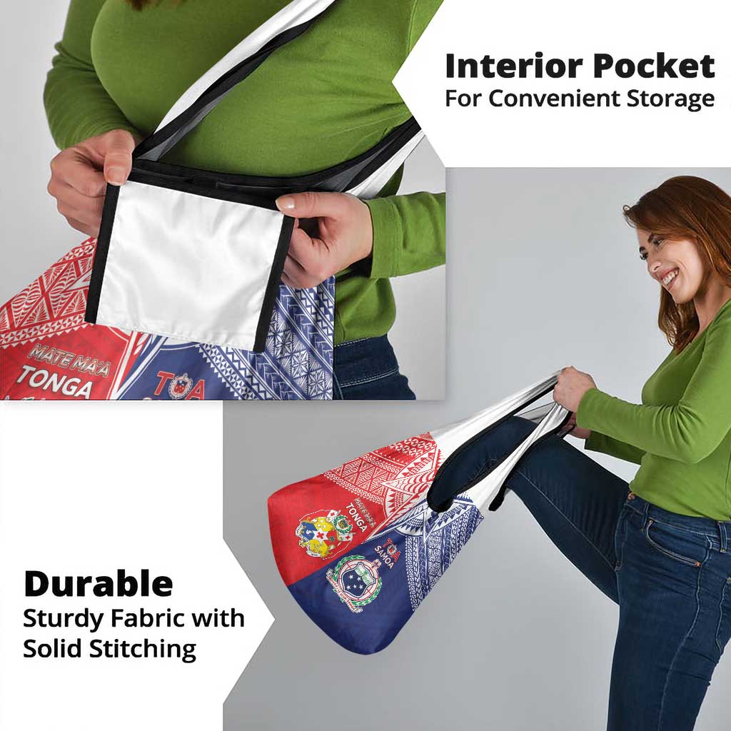 Rugby Samoa And Tonga Grocery Bag Toa Samoa With Mate Maa - Polynesian Pride