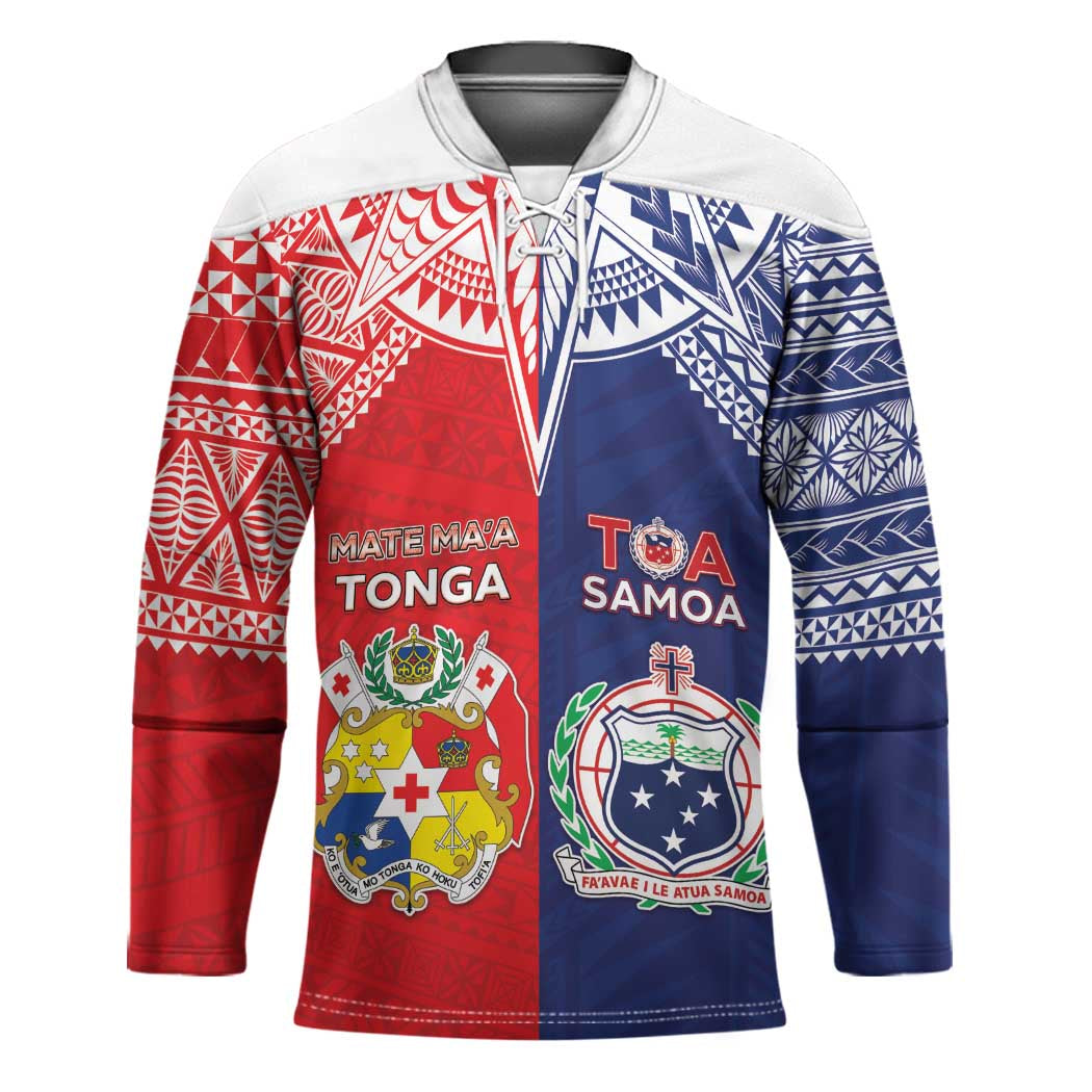 Custom Rugby Samoa And Tonga Hockey Jersey Toa Samoa With Mate Maa - Polynesian Pride