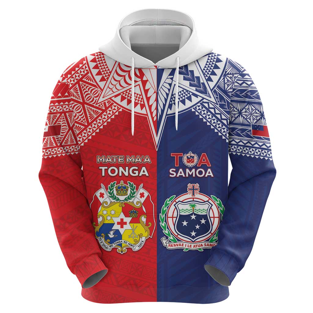 Custom Rugby Samoa And Tonga Hoodie Toa Samoa With Mate Maa - Polynesian Pride
