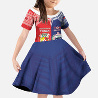 Custom Rugby Samoa And Tonga Kid Short Sleeve Dress Toa Samoa With Mate Maa - Polynesian Pride