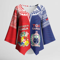 Custom Rugby Samoa And Tonga Kimono Sleeve Blouse Toa Samoa With Mate Maa - Polynesian Pride
