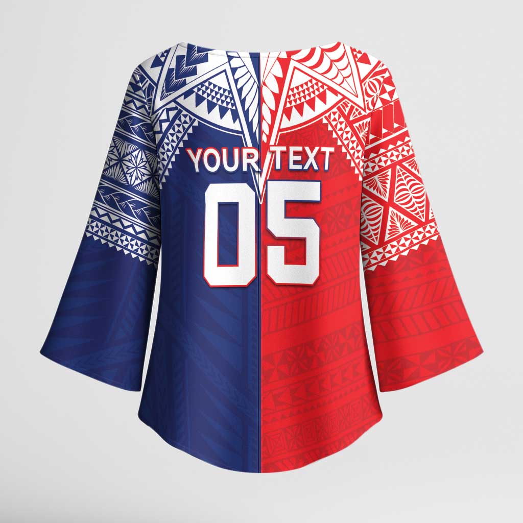 Custom Rugby Samoa And Tonga Kimono Sleeve Blouse Toa Samoa With Mate Maa - Polynesian Pride