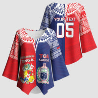 Custom Rugby Samoa And Tonga Kimono Sleeve Blouse Toa Samoa With Mate Maa - Polynesian Pride