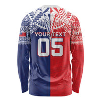 Custom Rugby Samoa And Tonga Long Sleeve Shirt Toa Samoa With Mate Maa - Polynesian Pride
