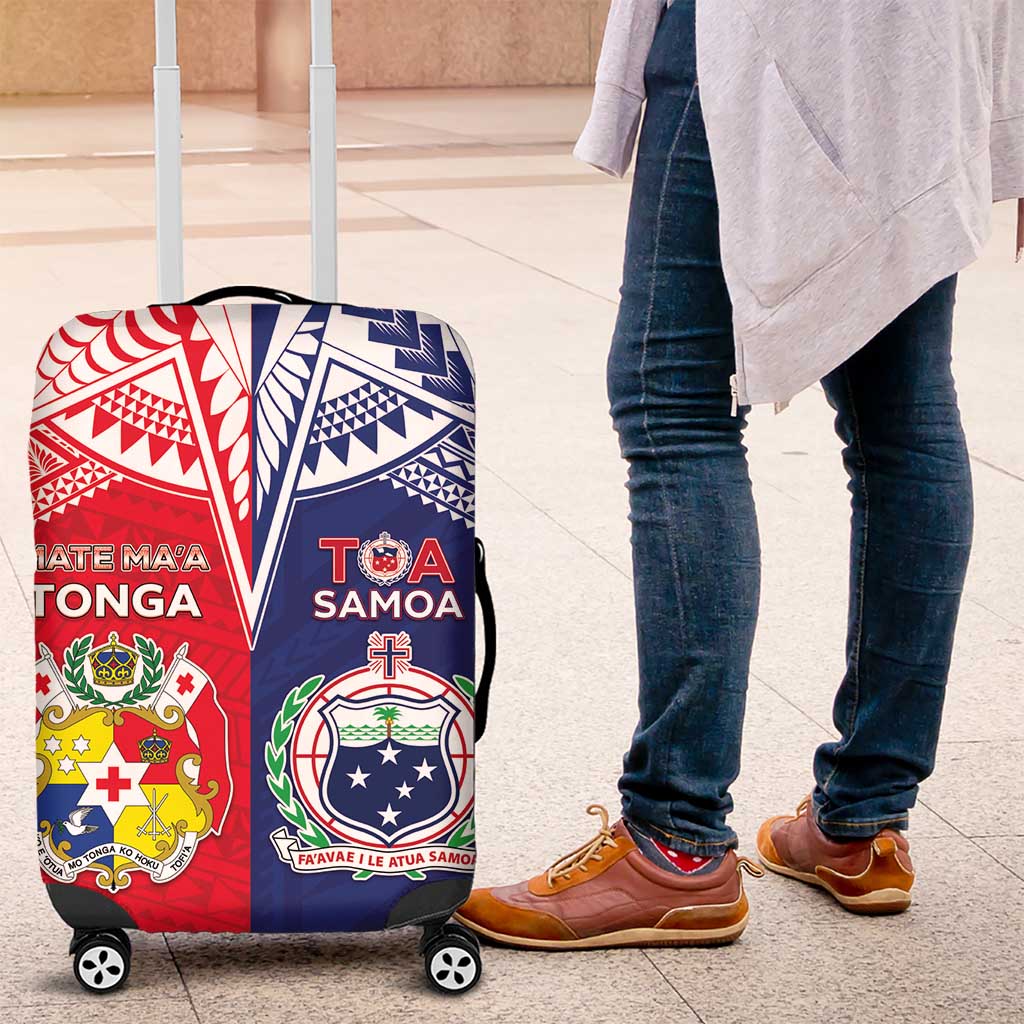 Rugby Samoa And Tonga Luggage Cover Toa Samoa With Mate Maa - Polynesian Pride