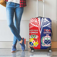 Rugby Samoa And Tonga Luggage Cover Toa Samoa With Mate Maa - Polynesian Pride