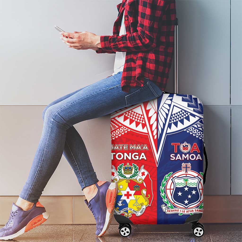 Rugby Samoa And Tonga Luggage Cover Toa Samoa With Mate Maa - Polynesian Pride