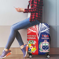 Rugby Samoa And Tonga Luggage Cover Toa Samoa With Mate Maa - Polynesian Pride