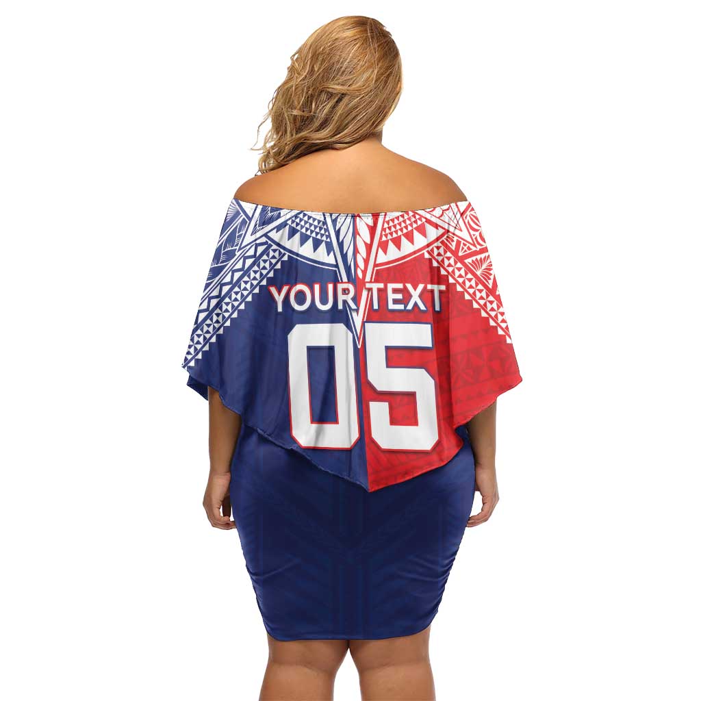 Custom Rugby Samoa And Tonga Off Shoulder Short Dress Toa Samoa With Mate Maa - Polynesian Pride