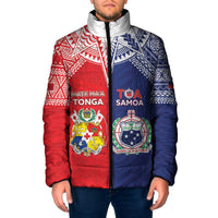 Custom Rugby Samoa And Tonga Padded Jacket Toa Samoa With Mate Maa - Polynesian Pride