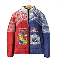 Custom Rugby Samoa And Tonga Padded Jacket Toa Samoa With Mate Maa - Polynesian Pride