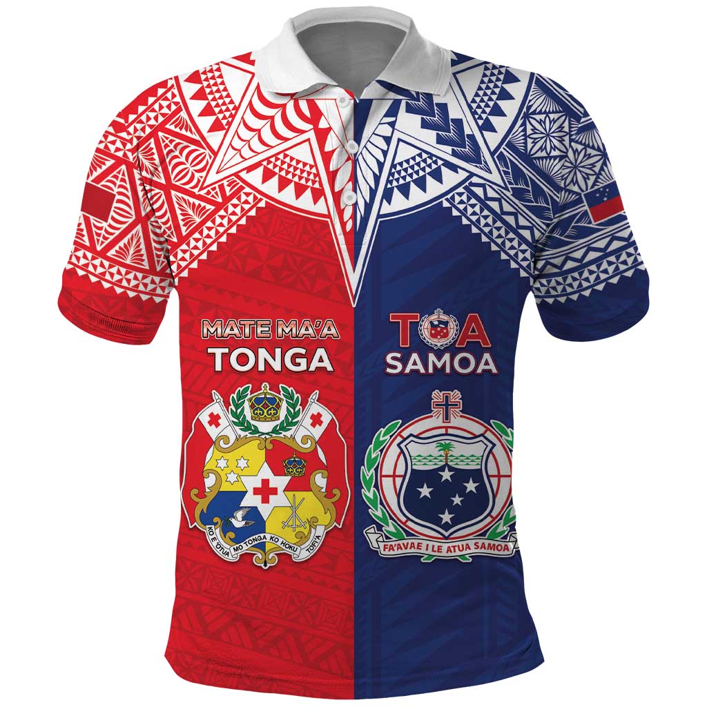 Custom Rugby Samoa And Tonga Polo Shirt Toa Samoa With Mate Maa - Polynesian Pride
