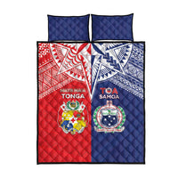 Rugby Samoa And Tonga Quilt Bed Set Toa Samoa With Mate Maa - Polynesian Pride