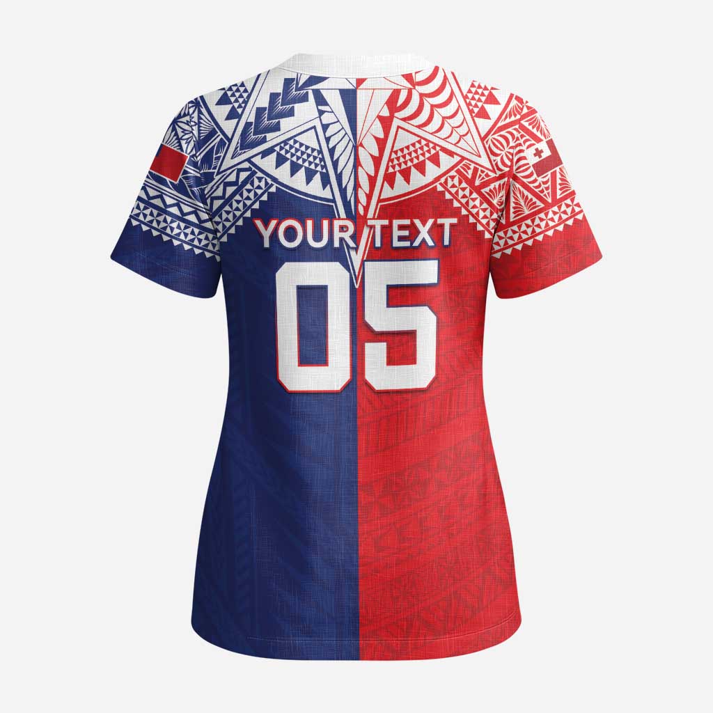 Custom Rugby Samoa And Tonga Scrub Top Toa Samoa With Mate Maa - Polynesian Pride