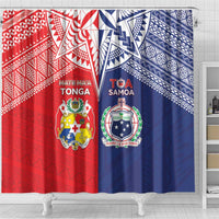 Rugby Samoa And Tonga Shower Curtain Toa Samoa With Mate Maa - Polynesian Pride
