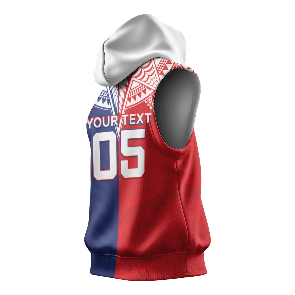 Custom Rugby Samoa And Tonga Sleeveless Hoodie Toa Samoa With Mate Maa - Polynesian Pride