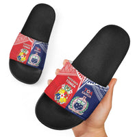 Rugby Samoa And Tonga Slide Sandals Toa Samoa With Mate Maa - Polynesian Pride
