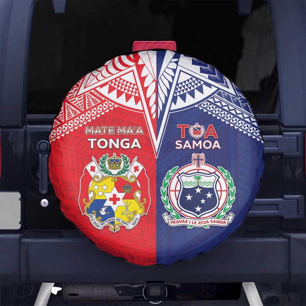 Rugby Samoa And Tonga Spare Tire Cover Toa Samoa With Mate Maa - Polynesian Pride