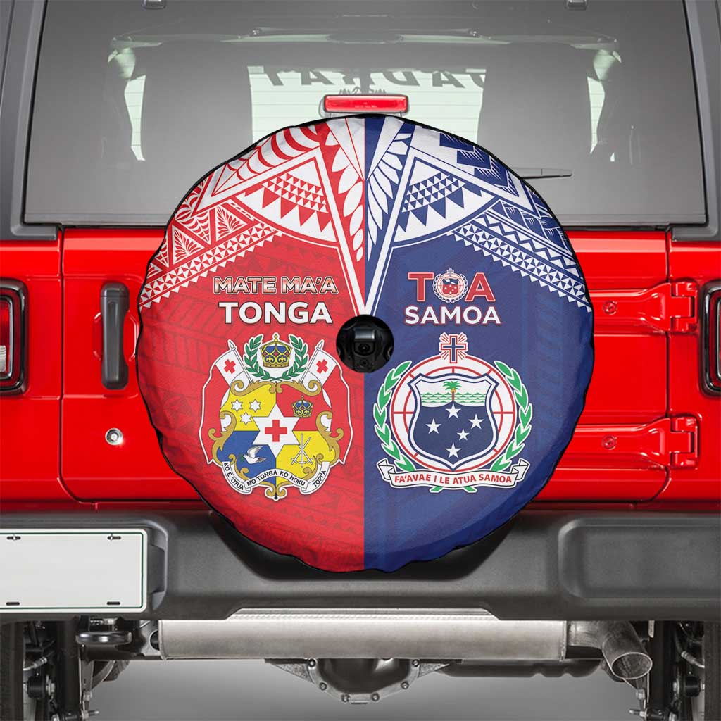 Rugby Samoa And Tonga Spare Tire Cover Toa Samoa With Mate Maa - Polynesian Pride