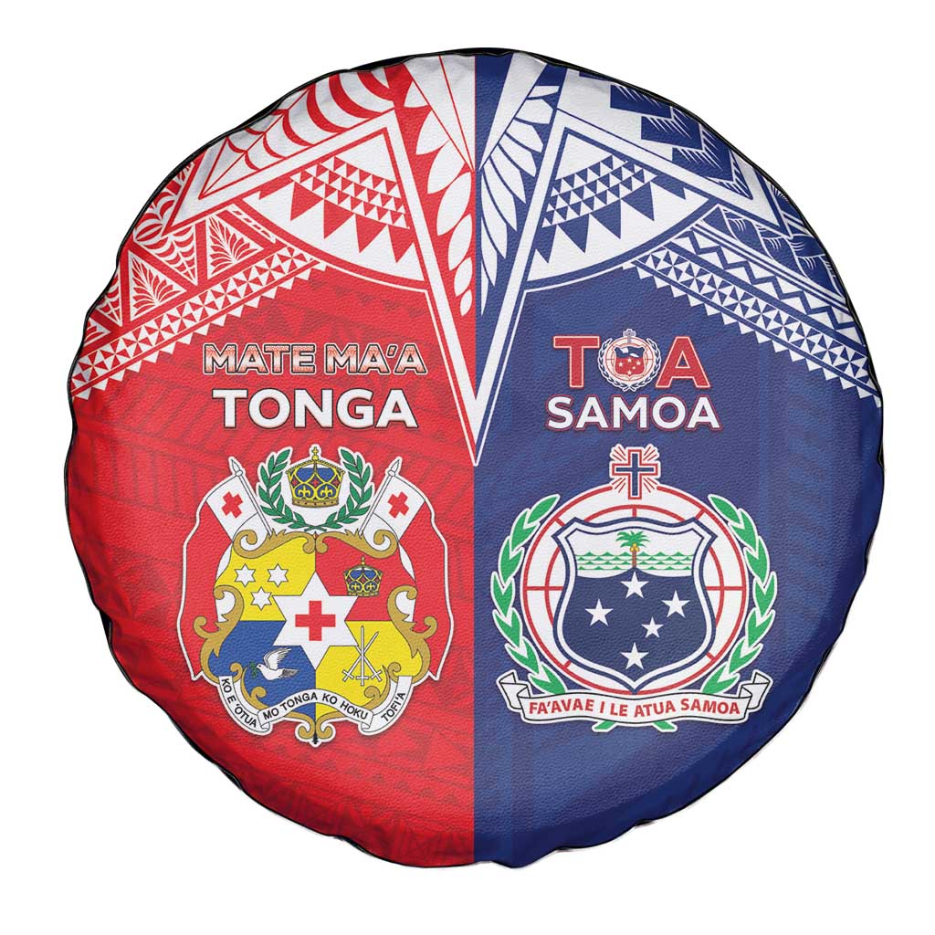 Rugby Samoa And Tonga Spare Tire Cover Toa Samoa With Mate Maa - Polynesian Pride