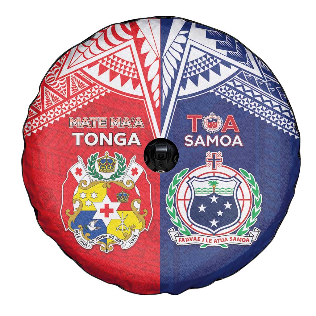 Rugby Samoa And Tonga Spare Tire Cover Toa Samoa With Mate Maa - Polynesian Pride