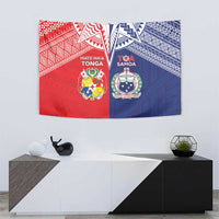 Rugby Samoa And Tonga Tapestry Toa Samoa With Mate Maa - Polynesian Pride