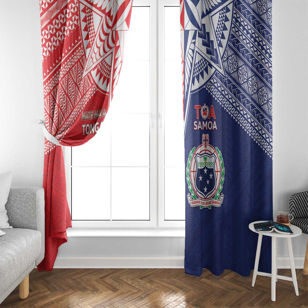Rugby Samoa And Tonga Window Curtain Toa Samoa With Mate Maa - Polynesian Pride