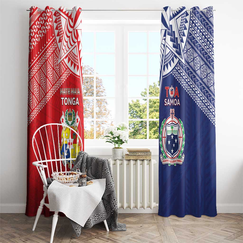 Rugby Samoa And Tonga Window Curtain Toa Samoa With Mate Maa - Polynesian Pride