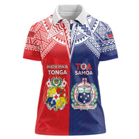 Custom Rugby Samoa And Tonga Women Polo Shirt Toa Samoa With Mate Maa - Polynesian Pride