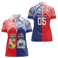 Custom Rugby Samoa And Tonga Women Polo Shirt Toa Samoa With Mate Maa - Polynesian Pride