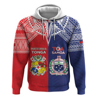 Custom Rugby Samoa And Tonga Zip Hoodie Toa Samoa With Mate Maa - Polynesian Pride