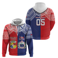 Custom Rugby Samoa And Tonga Zip Hoodie Toa Samoa With Mate Maa - Polynesian Pride