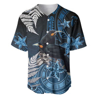 New Zealand Huia Bird Baseball Jersey Aotearoa Maori Pattern LT05 Navy - Polynesian Pride