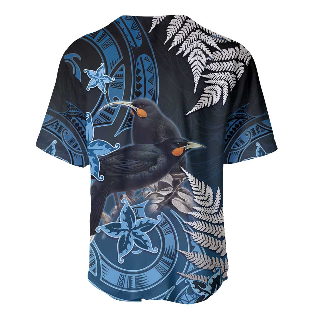 New Zealand Huia Bird Baseball Jersey Aotearoa Maori Pattern LT05 - Polynesian Pride