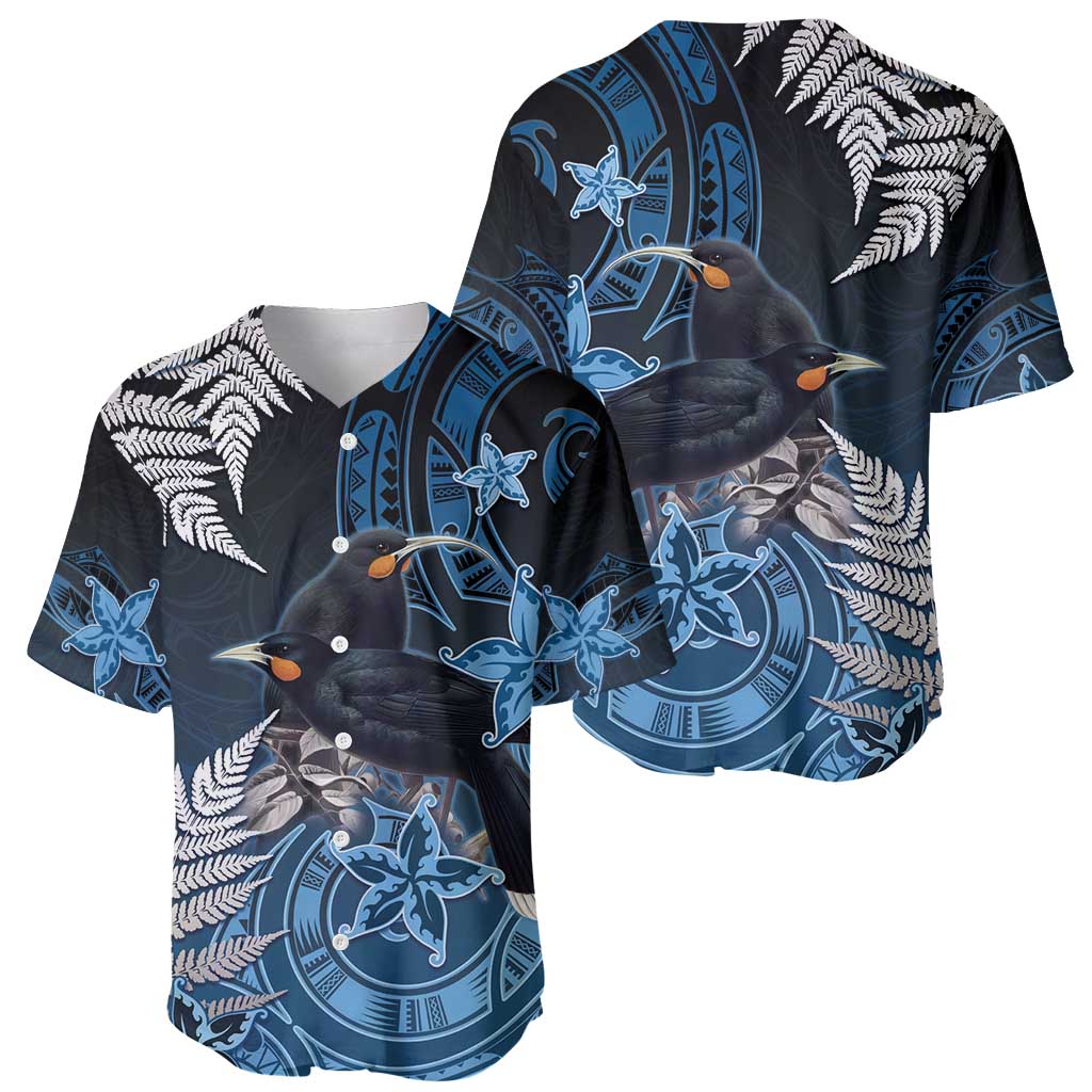 New Zealand Huia Bird Baseball Jersey Aotearoa Maori Pattern LT05 - Polynesian Pride
