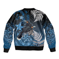 New Zealand Huia Bird Bomber Jacket Aotearoa Maori Pattern