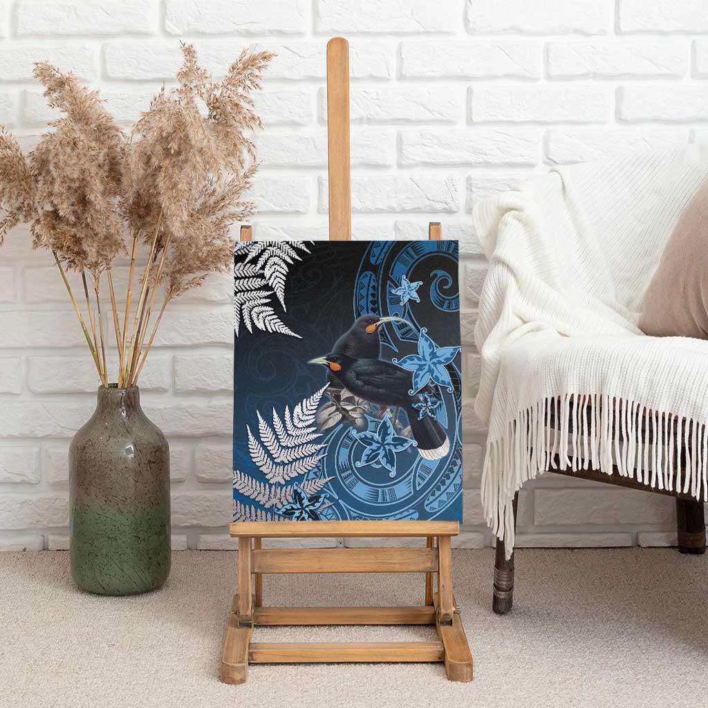 New Zealand Huia Bird Canvas Wall Art Aotearoa Maori Pattern