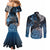 New Zealand Huia Bird Couples Matching Mermaid Dress and Long Sleeve Button Shirt Aotearoa Maori Pattern