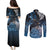 New Zealand Huia Bird Couples Matching Puletasi and Long Sleeve Button Shirt Aotearoa Maori Pattern