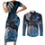 New Zealand Huia Bird Couples Matching Short Sleeve Bodycon Dress and Long Sleeve Button Shirt Aotearoa Maori Pattern